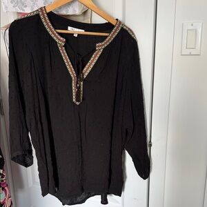 DR2 Black Blouse with Colorful Trim